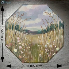 2D Octagonal Wall Art: Wildflower Meadow Abstract