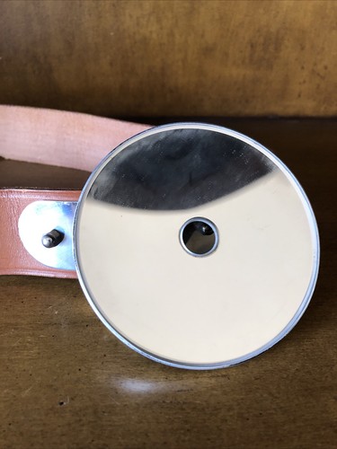 Specchio testa dottore vintage strumento esame medico con cinturino in pelle - Foto 3 di 11