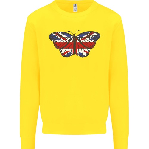 Union Jack Butterfly British Britain Flag Kids Sweatshirt Jumper - Picture 14 of 35