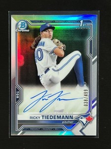 2021 Bowman Chrome Draft Ricky Tiedemann 1st Refractor AUTO /499 Blue Jays