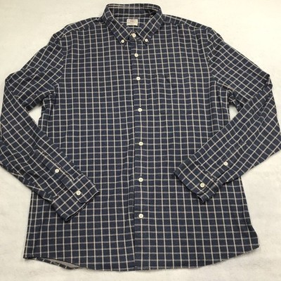 FAHERTY Coastline Flannel Shirt Men XL Blue Window Pane Check Supima Cotton