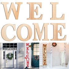 Welcome Letters 7PCS Wood Large Letter Cutouts Unfinished 2mm Thick Sign