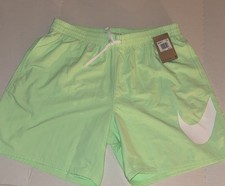 Nike Men's XXL Light Green Swim Shorts Elastic Waist Drawstring Back Pocket