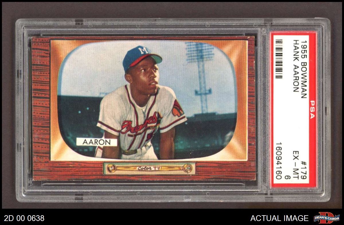 1955 Bowman #179 Hank Aaron Braves HOF PSA 6 - EX/MT