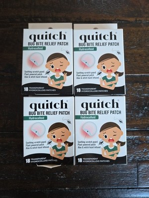 (4) Quitch Bug Bite Relief, 72 Transparent Hydrocolloid Patches Plant Powered