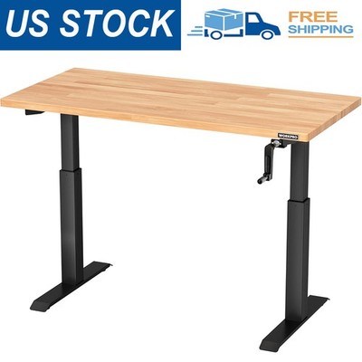 WORKPRO Adjustable Workbench with Crank Handle 47.2''x23.6'' Rubber Wood Worktable