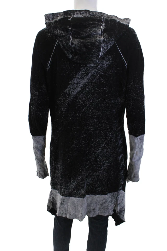 Cárdigan con capucha frontal abierto estampado de algodón Blanc Noir para mujer negro talla S Foto 3 de 4