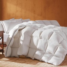 Goose Feather Down Fiber Cotton Comforter King Size, Ultra-Soft Duvet Insert,...