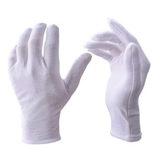 12 Pairs White Cotton Gloves for Men  Women - Soft, Dust-Free, Eczema Care, Jew