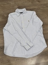 Ralph Lauren Custom Fit Men's XXL Blue and White Striped Dress Shirt