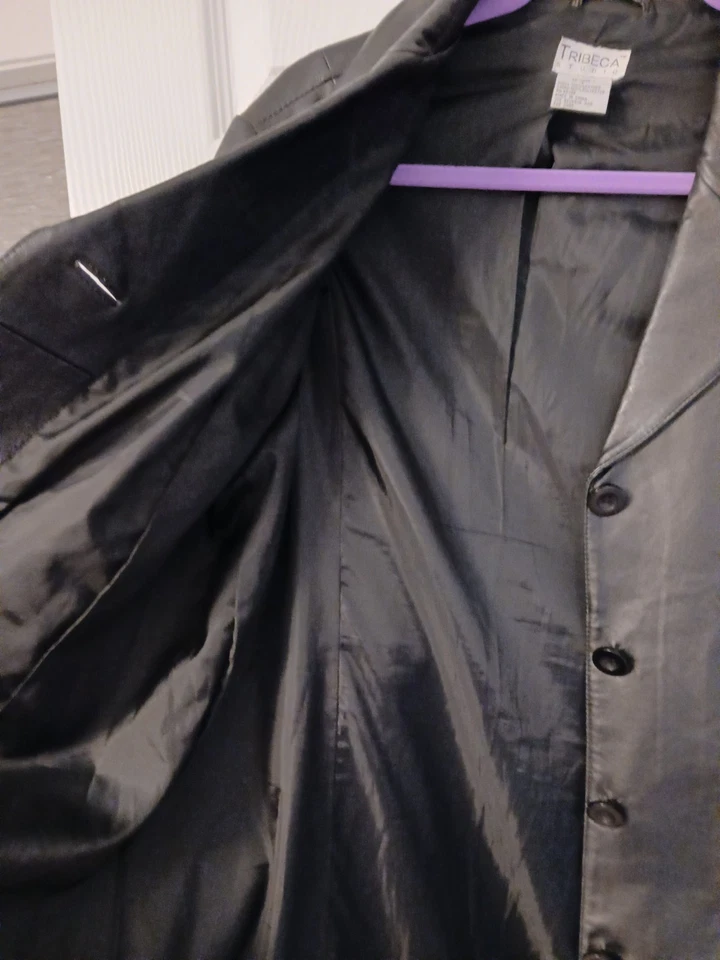 Chaqueta de abrigo Tribeca para mujer talla L negra 100 % cuero Foto 4 de 4