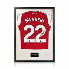 Ethan Nwaneri Signed Framed Arsenal Football Shirt in White