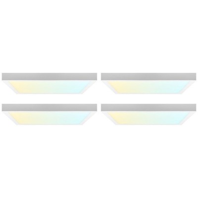 LUXRITE 9'' LED Flush Mount Light, 5CCT, 1500LM, 18W, Dimmable, Square Trim 4PK