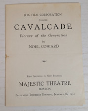 1933 Cavalcade Movie Program NOEL COWARD Best Picture, Majestic Theatre Boston