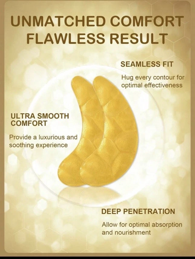 24K Gold Eye Patches for Puffy Eyes, 60 Pcs, Under Eye Patches 24k Gold - Image 3 of 4