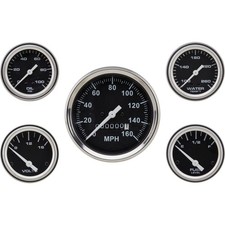 Speedway Complete Black 5 Gauge Set W Speedo Volt Fuel Temp Oil Pressure Speedway Complete Black 5 Gauge Set W Speedo Volt Fuel Temp Oil Pressure