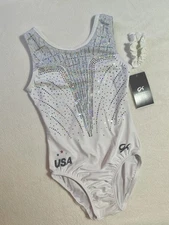 New GK ELITE gymnastics TEAM USA Replica FREEDOM’ S GRACE Leotard WHITE Tank  AM