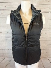 Columbia Youth Vest Black Plaid Reversible Size L 14/16 Puffer Fleece Zip