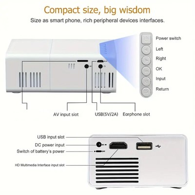 Projector LED 1080P HD Portable Outdoor Movie Projector With Remote Control Fit