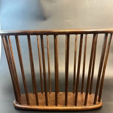 Vtg MCM Oval Spindle Wooden Magazine Rack Records Style Of Arthur Umanoff Japan