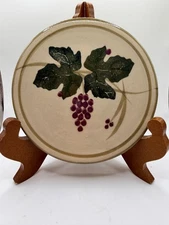Signed Studio Pottery Grape Trivet 6.25" diameter