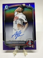 2025 Bowman #CPA-AMO Andrew Morris Chrome Prospect Autographs Purple #/250 SN,AU