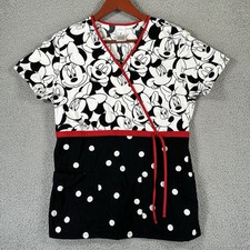 Scrubs Scrub Top Cartoon Disney Minnie Mouse Black and White Medium M Medical