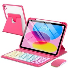 Case with Keyboard for iPad A16 11th 10th Generation 11/10.9 inch,Rainbow Bac...
