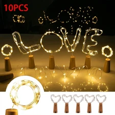 10 Pack Wine Bottle Fairy String Lights 20 LED Battery Cork For Party Wedding 2M