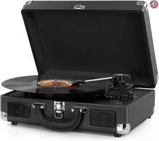Vinyl Record Player Wireless Turntable Bluetooth 3-Speed Portable Vintage