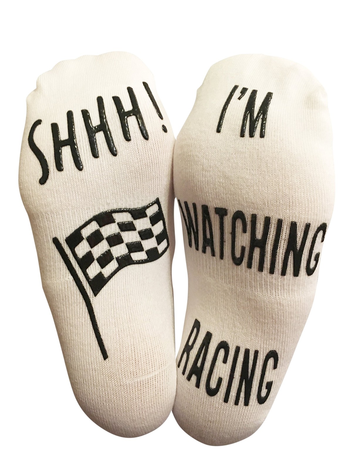 'Shhh I'm Watching Racing' Funny Novelty Socks One Size, Ankle Lounge