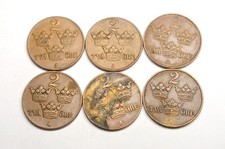 SWEDEN 2 ORE 1909-1941 OLD COPPER COINS LOT