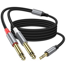 3.5mm 1/8" TRS to Double 6.35mm 1/4" 6.6FT, TS Mono Y Cable Splitter Cable, G...