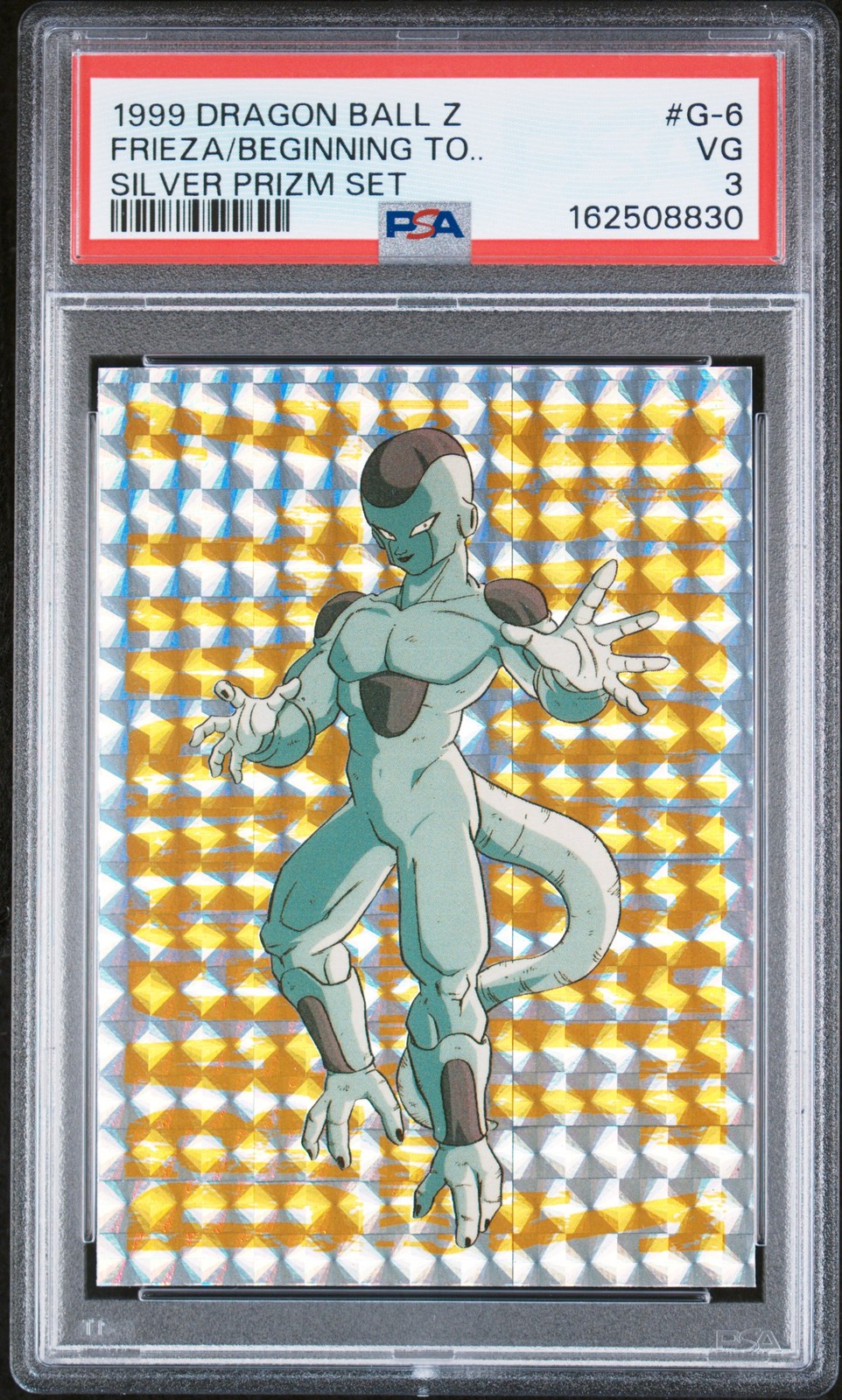 1999 DRAGON BALL Z SILVER PRIZM SET #G-6 FRIEZA IS BEGINNING TO... PSA 3