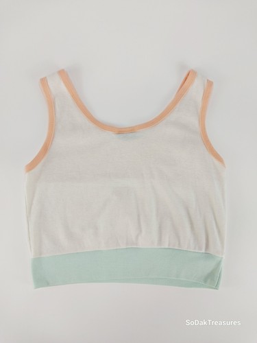 Vintage Harley Davidson Cropped Tank Top Size Small Pastel Pink Green - Picture 3 of 8