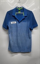Hugo Boss Mens Blue Geometric Cotton Short Sleeve Slim Fit Polo Shirt Size M