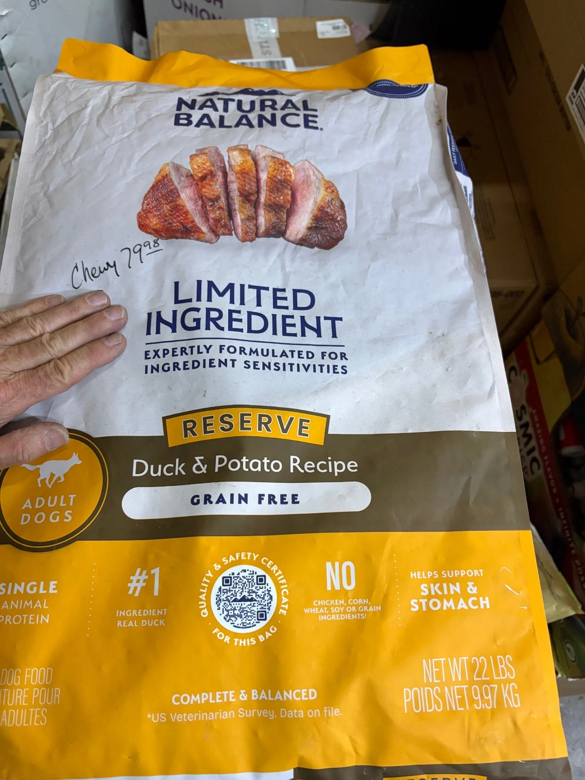 Natural Balance Dry Dog Food 22 lbs Grain Free Duck & Potato Limited Ingredients