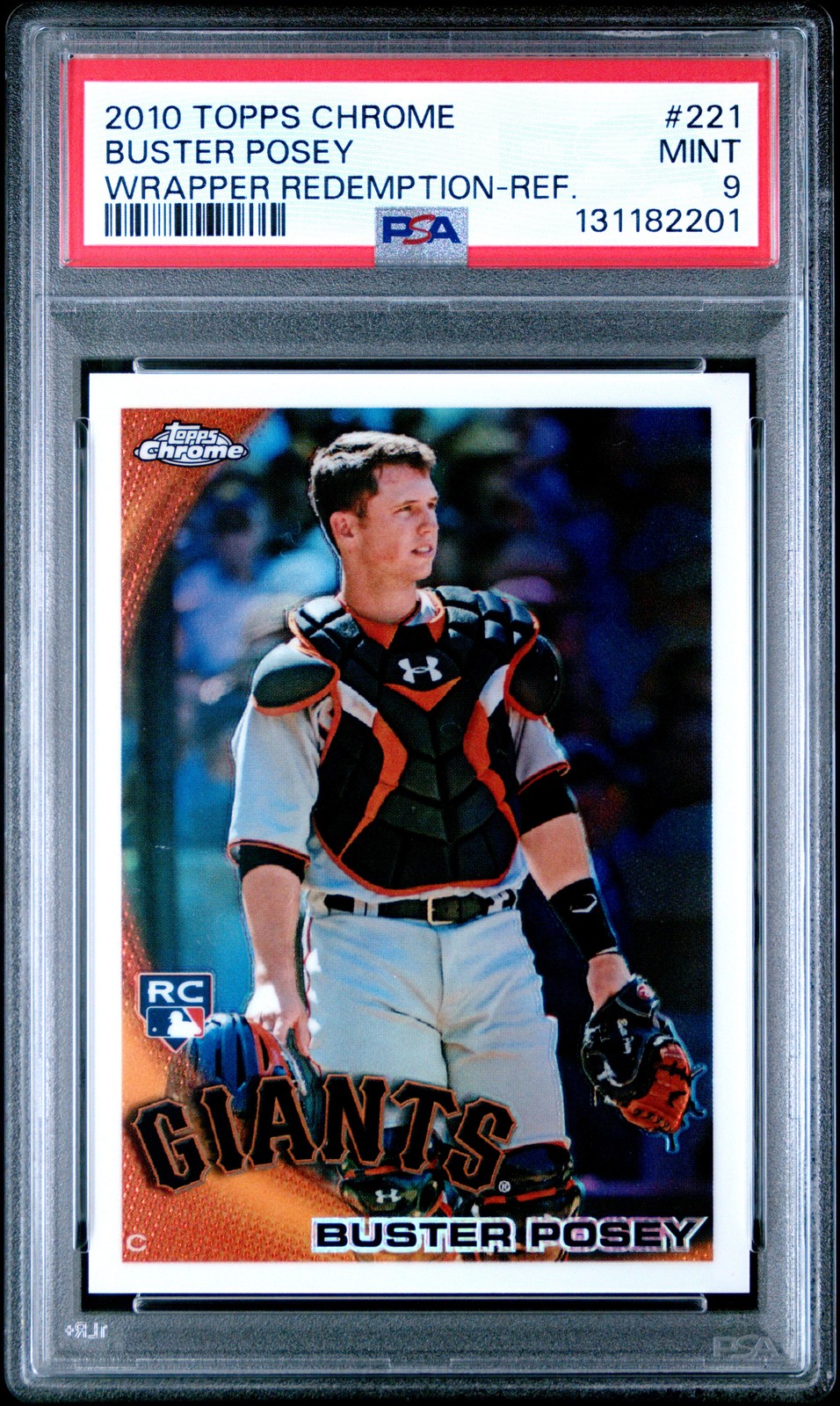 2010 TOPPS CHROME WRAPPER REDEMPTION REFRACTOR #221 BUSTER POSEY PSA 9