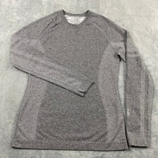 FIGS Women Medium Underscrub Top Grey Seamless Long Sleeve Performance Layer