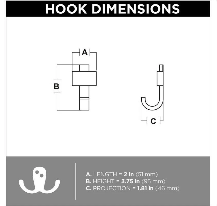 Gancho de punta cuadrada Liberty B43305-720-CP champán bronce pared transparente *Lote de 8* Foto 3 de 4