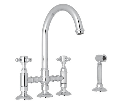 Rohl A1461XMWSAPC-2 San Julio Kitchen WideSpread Bridge Faucet Polished Chrome