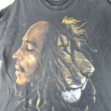 Bob Marley Shirt Mens 1X Black Zion Rootswear Lion Reggae Graphic Music Tee VTG