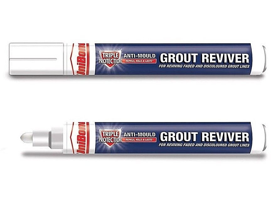 2 x Grout Reviver Pen Unibond Whitener Mould Touch Up Paint Bathroom Kitchen