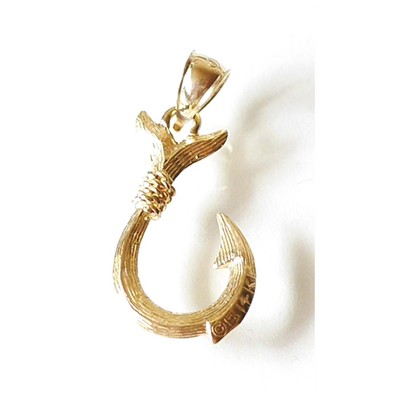 14K Solid Yellow Gold Hawaiian Fish Hook Pendant.C1716-10 | eBay