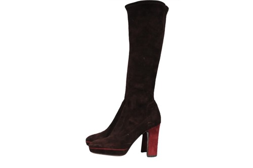 Sergio Rossi Women Calf High Boots US 7.5 EU 37.5 Brown Suede Pointed Toe - Picture 5 of 8