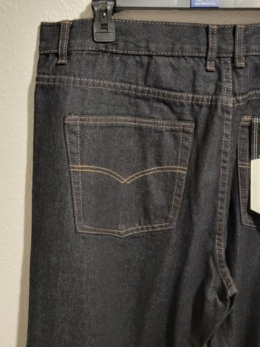 Oscar Jeans Mens Size 42x30 Straight Leg Solid Dark Wash Blue Denim 100% Cotton - Picture 6 of 6
