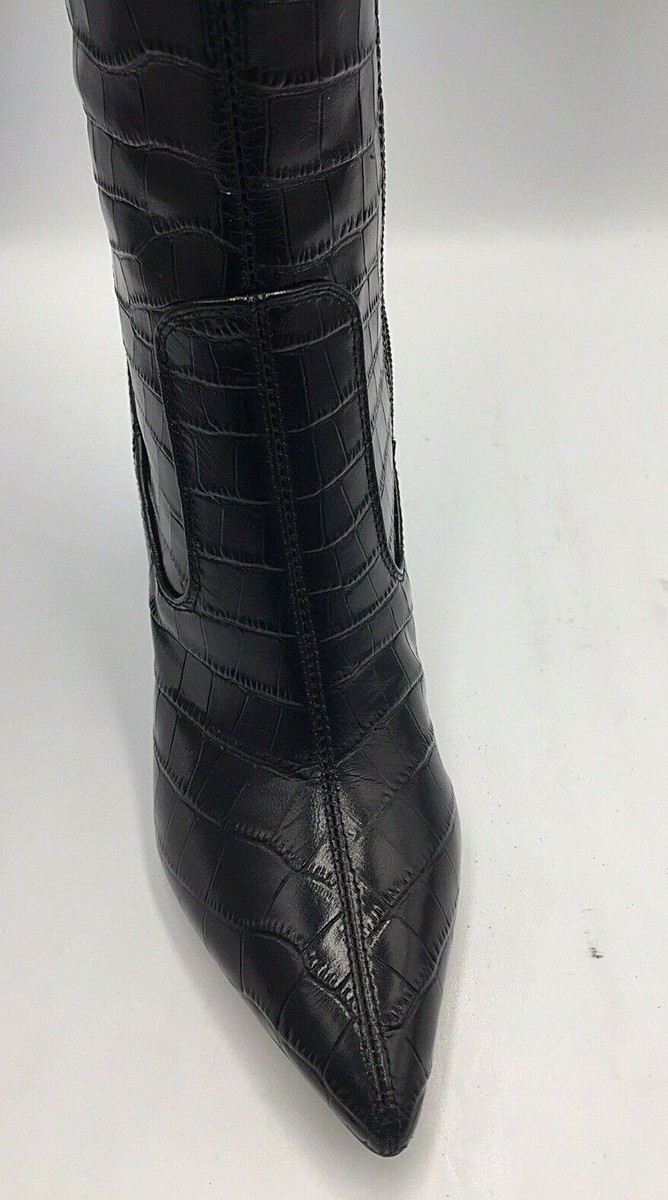 Marc Fisher Women's Retie Women's Black Leather Crocodile Boot