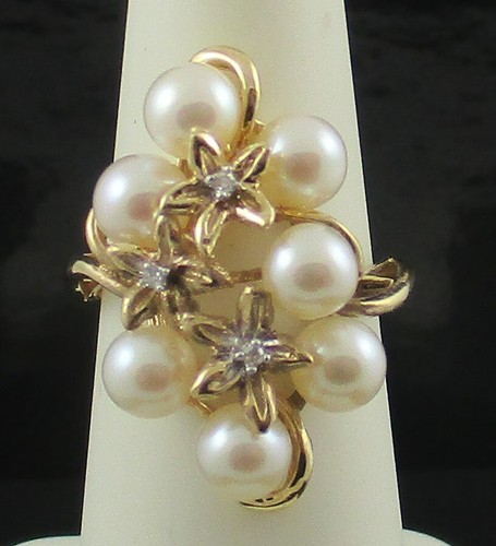 14K Yellow Gold Cultured Freshwater Pearl Ring - Size 5 - Picture 6 of 11
