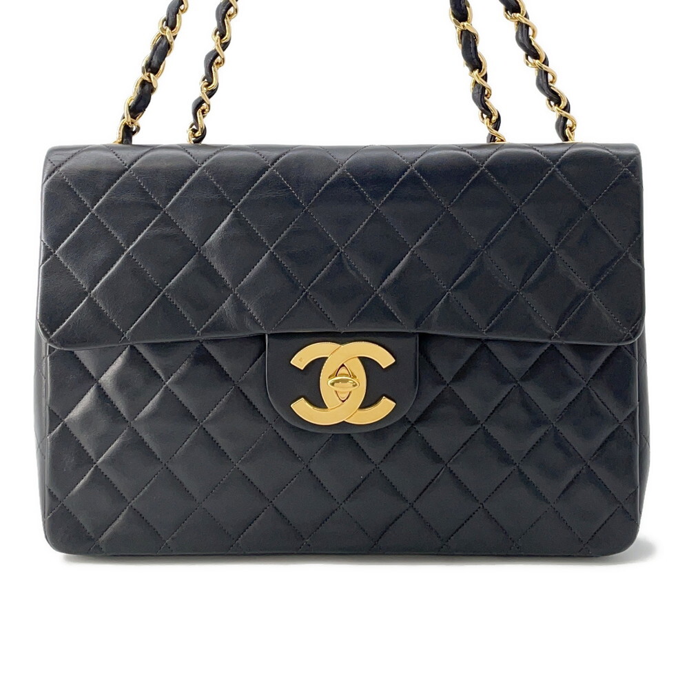 CHANEL Jumbo Matelasse Lambskin Black Chain Shoulder Bag Size 34 A01094