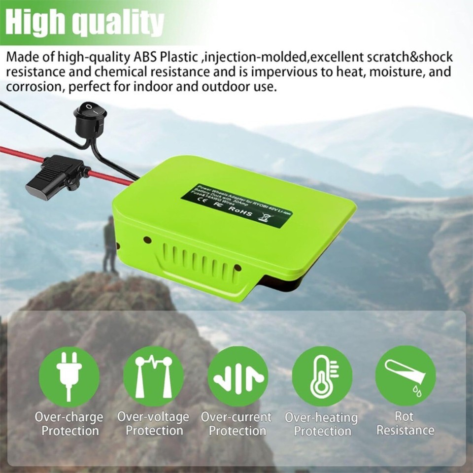 350W Power Inverter For Ryobi 40V Li-ion Battery, OP401 4-Port 40V To 120V Pure Sine - Foto 4